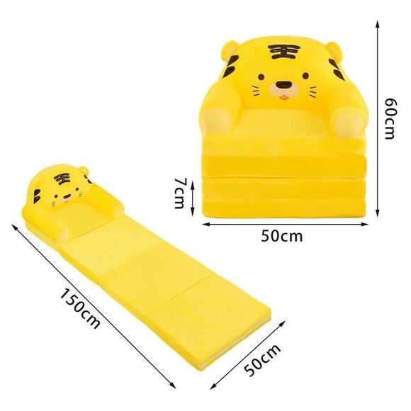 TIGER Kids Foldable Sofa Chair COVER Protector Washable Yellow Slipcover - Picture 7 of 7